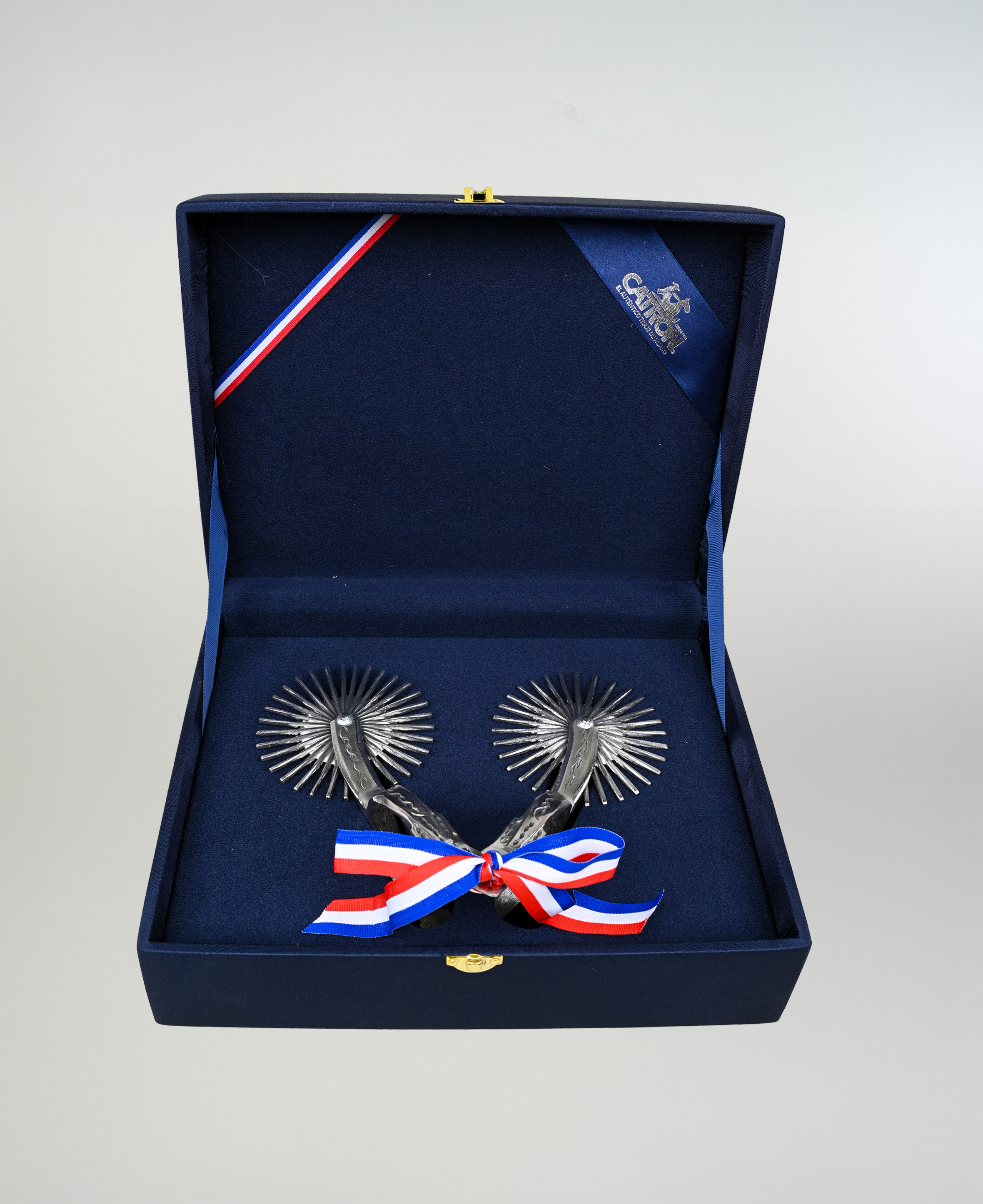 Estuche Con Espuela Tradicional De Acero catron imagen 1