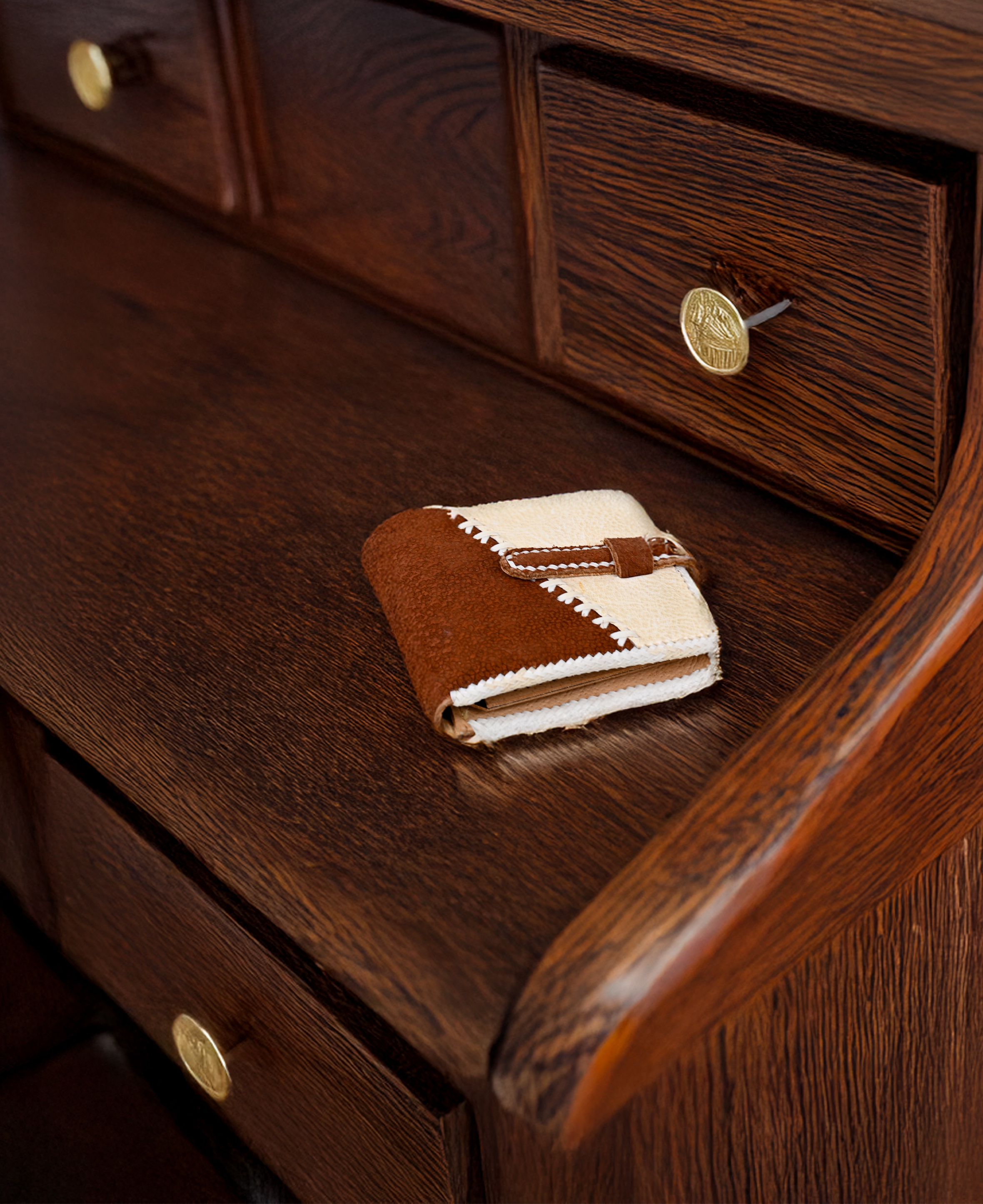 Billetera de Cuero Crudo y Chancho Costura Cuyana imagen 3