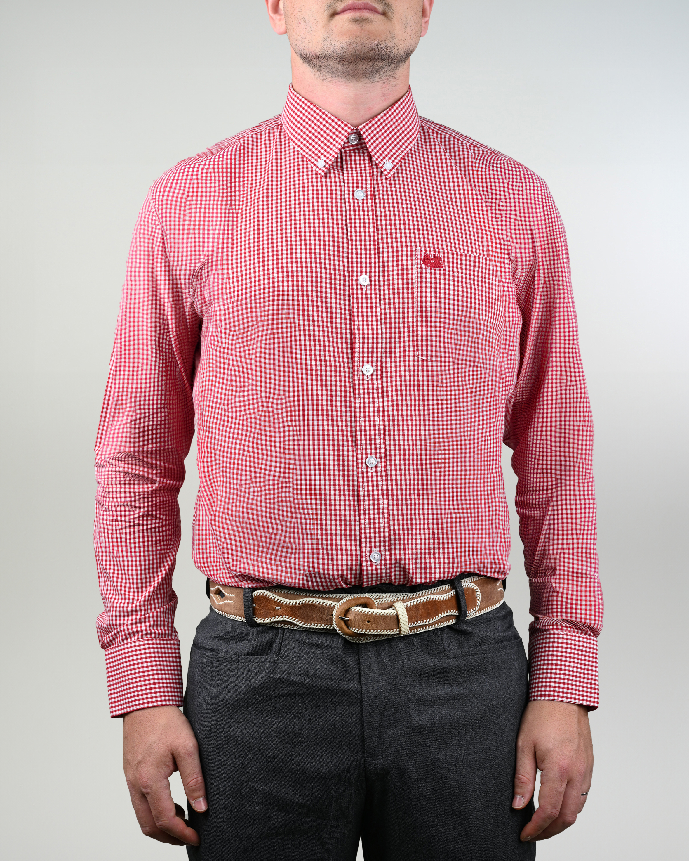 Camisa de Huaso Cuadrillé Roja Catrón imagen 1