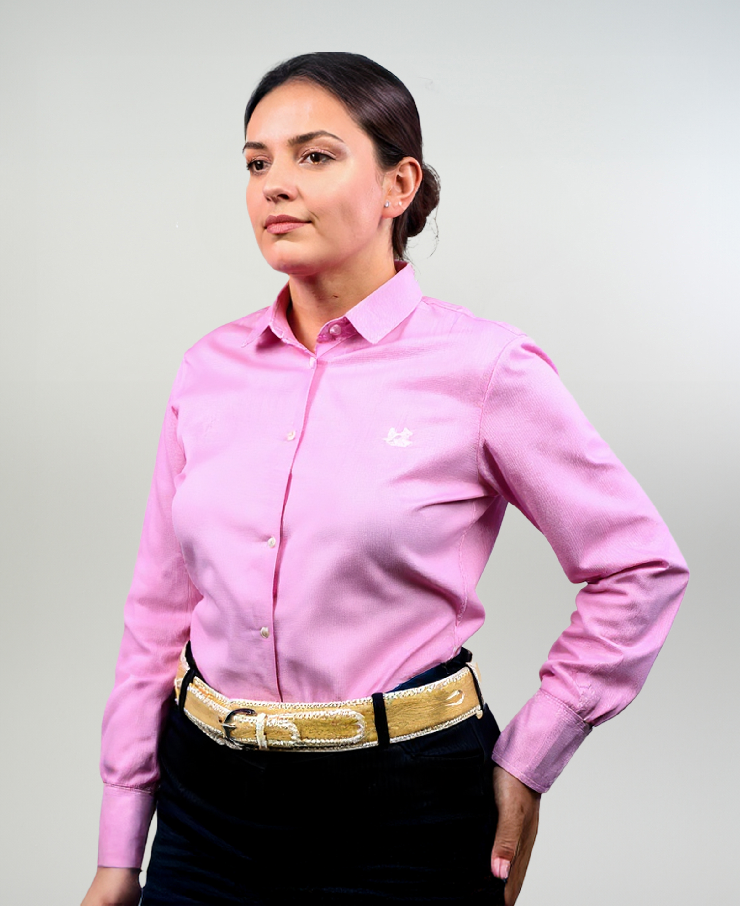 Blusa De Huasa Cuadrillé Rosada Catron imagen 1