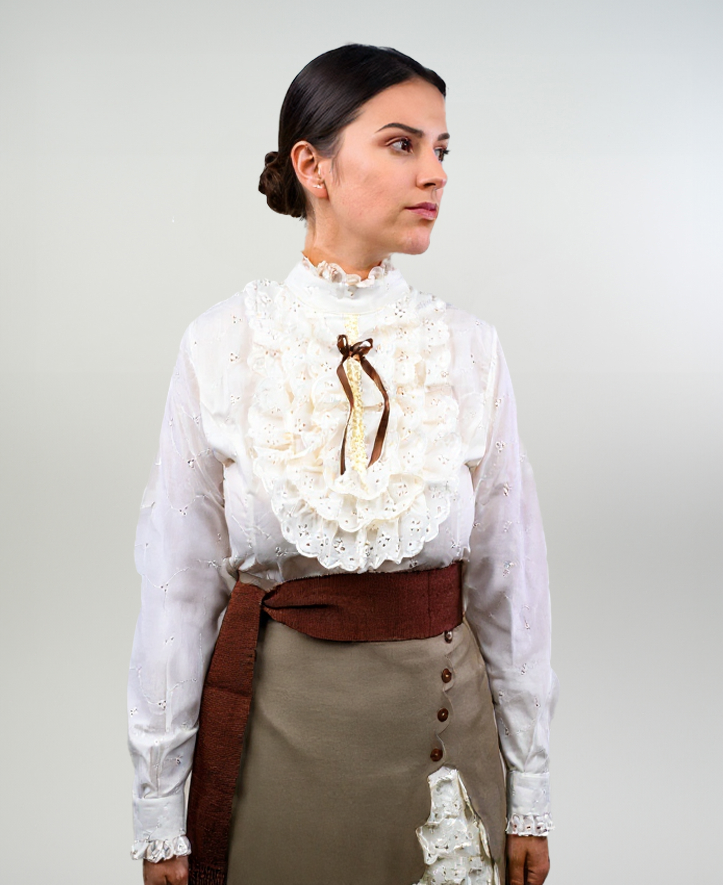 Blusa De Huasa Elegante Broderie Marfil Catron imagen 1