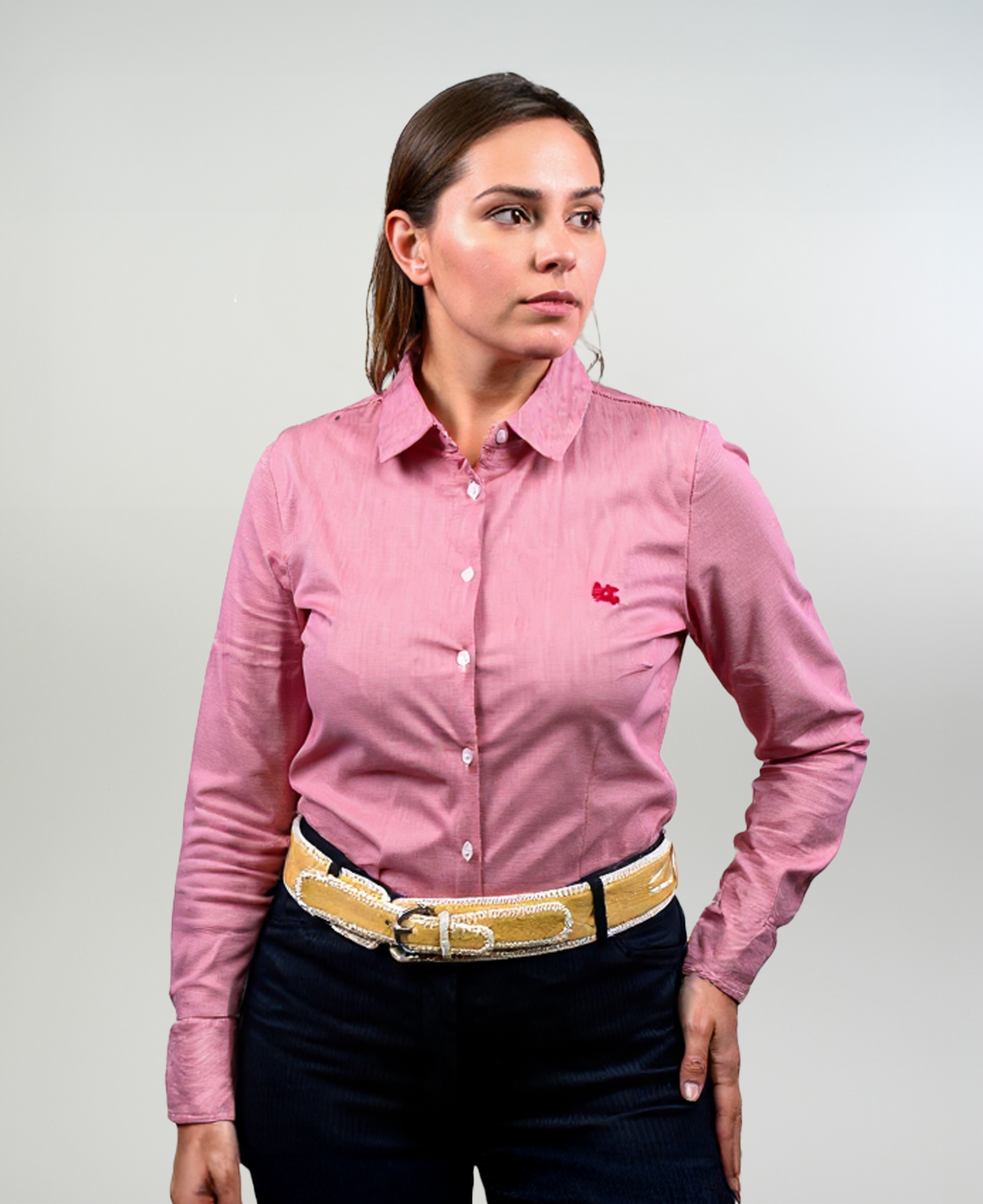 Blusa de Huasa Cuadrillé Burdeo Catron imagen 1