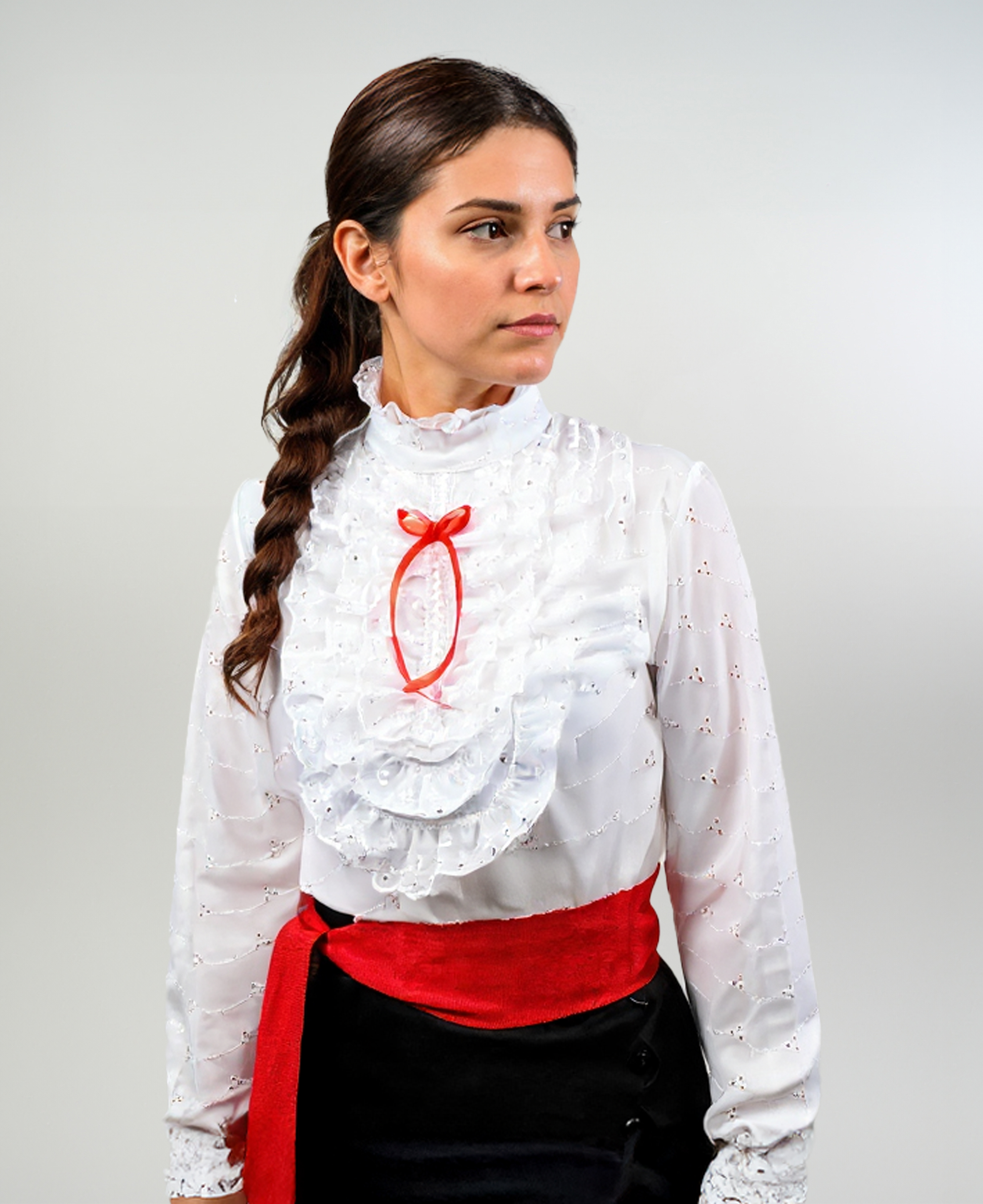 Blusa De Huasa Elegante Broderie Blanca Catron imagen 1