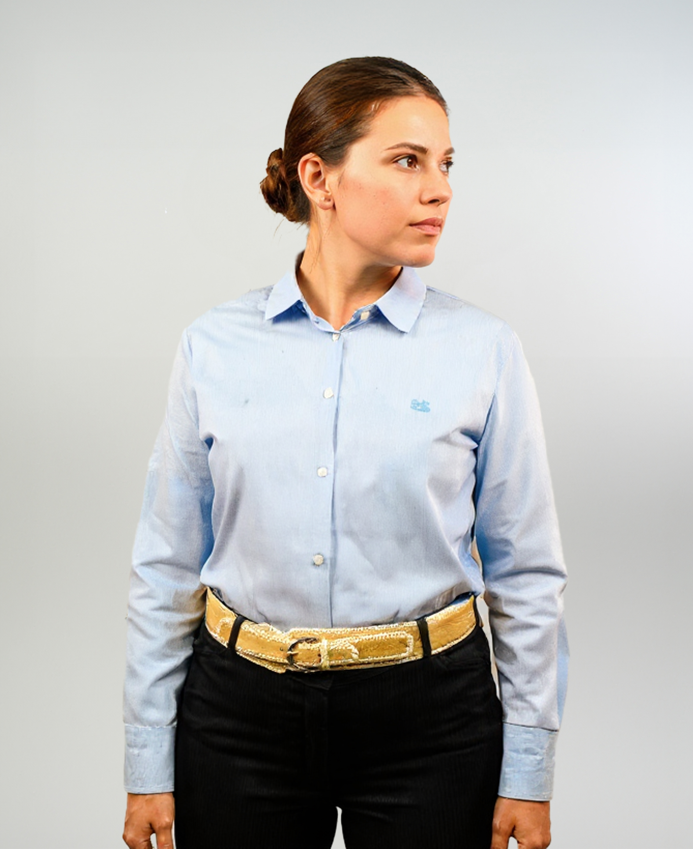 Blusa De Huasa Cuadrillé Celeste Catron imagen 1