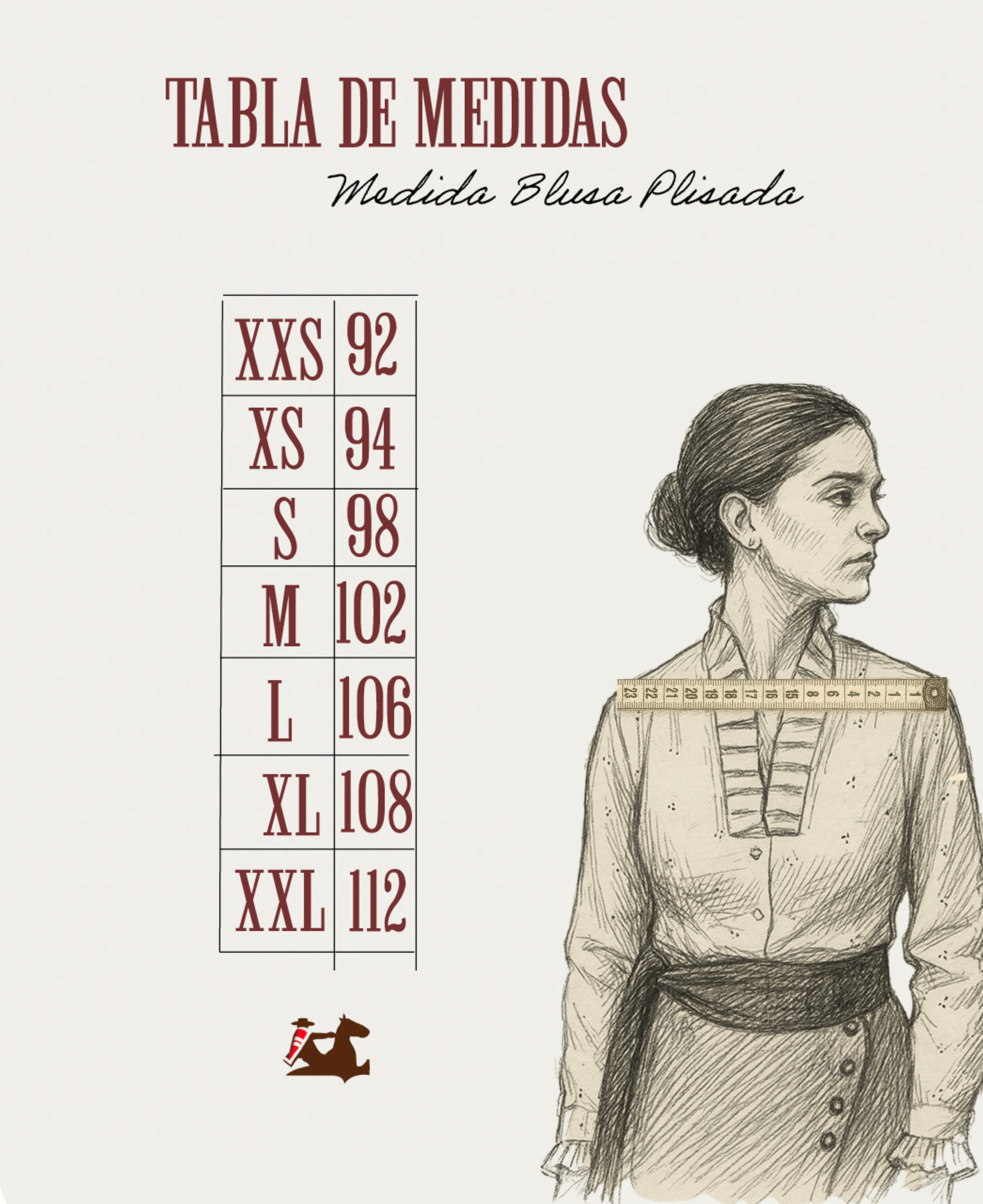 Blusa De Huasa Elegante Plisada Marfil Catron imagen 4