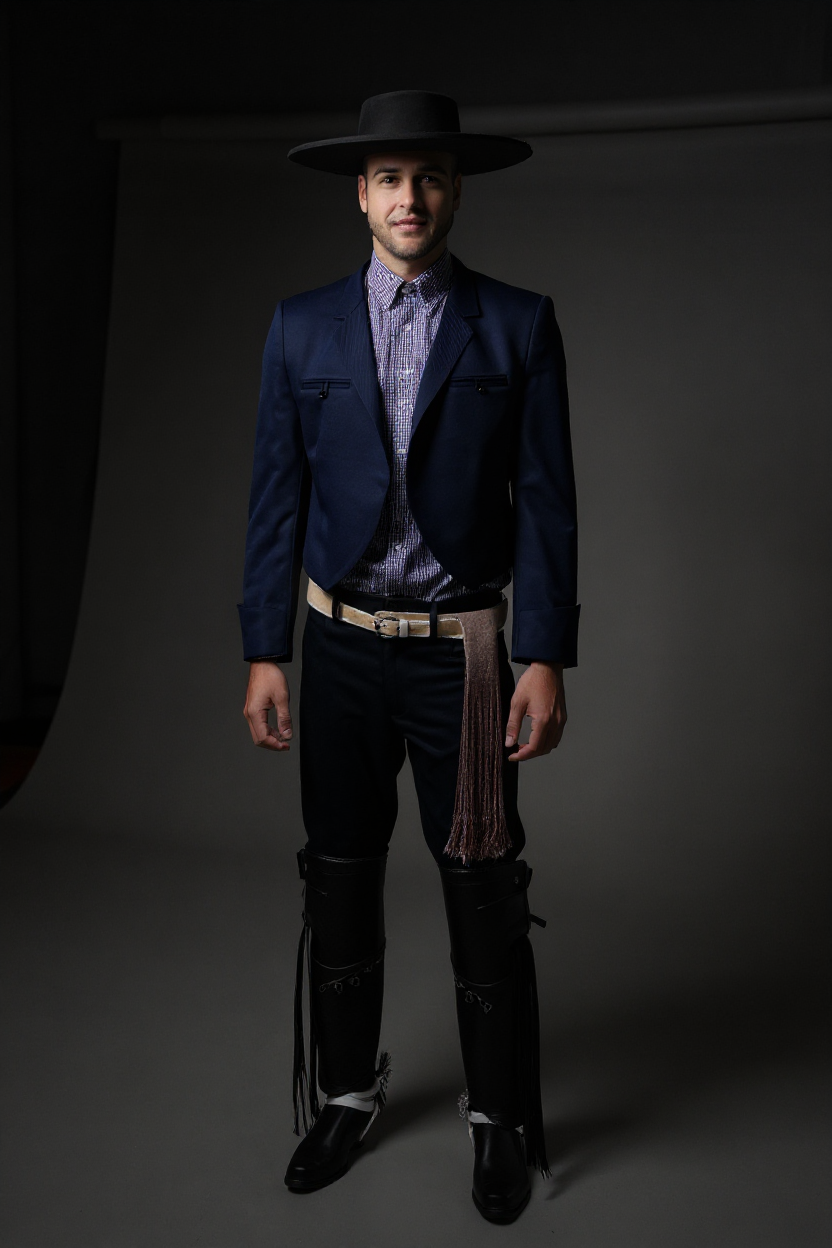 Chaqueta de Huaso Azul Tradicional Catron imagen 4