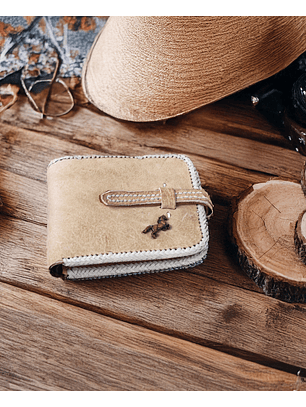 Billetera Cuero Crudo Con Cinta Pampa