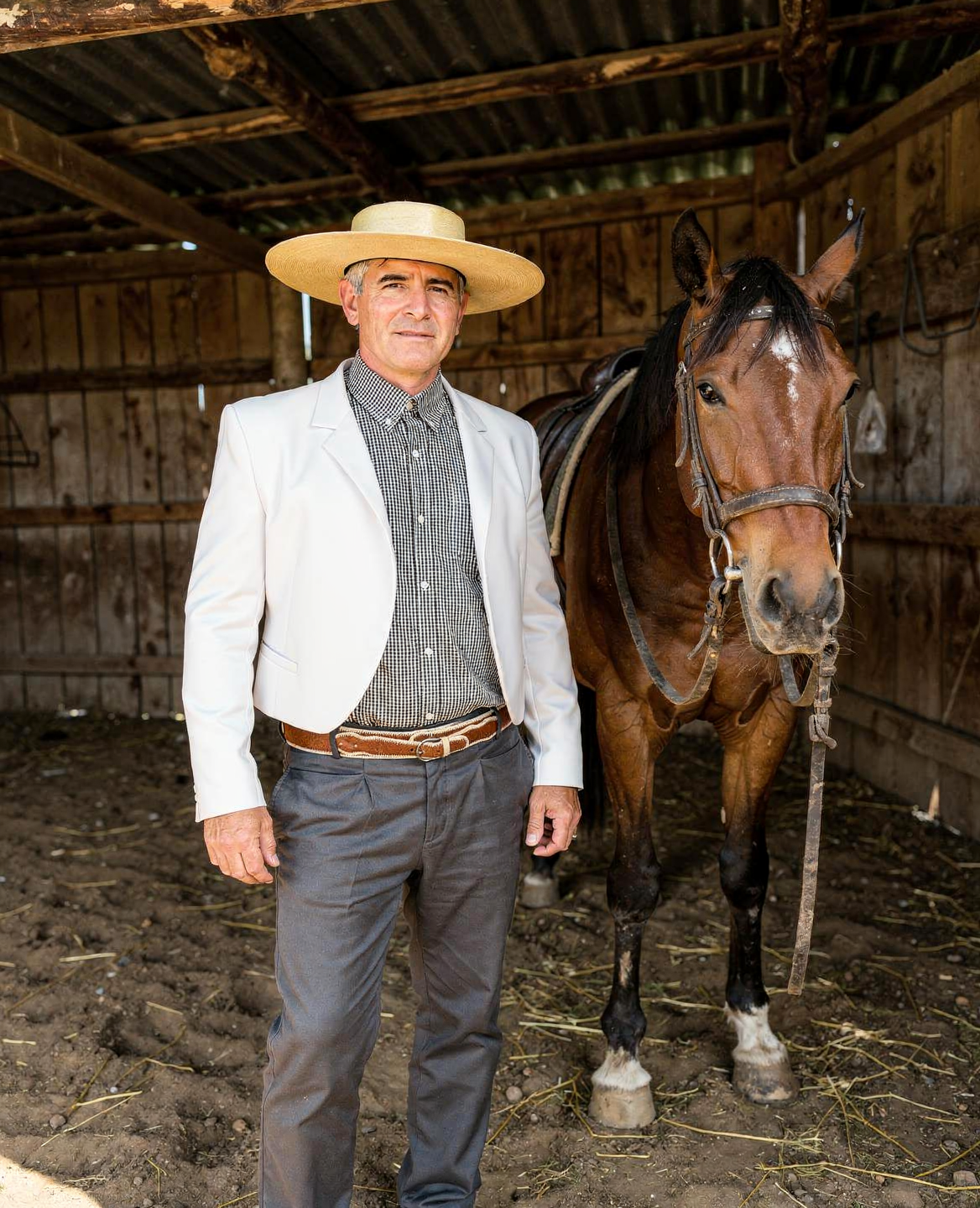 Chaqueta de Huaso Corralera Blanca Sin Forro Catron imagen 3