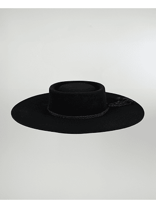 Sombrero Corralero De Huasa Paño Extra Negro Catrón