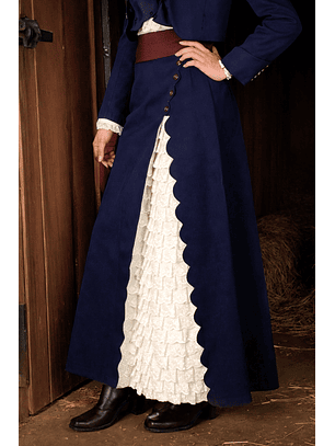 Falda de Huasa Elegante Azul Broderie Catron