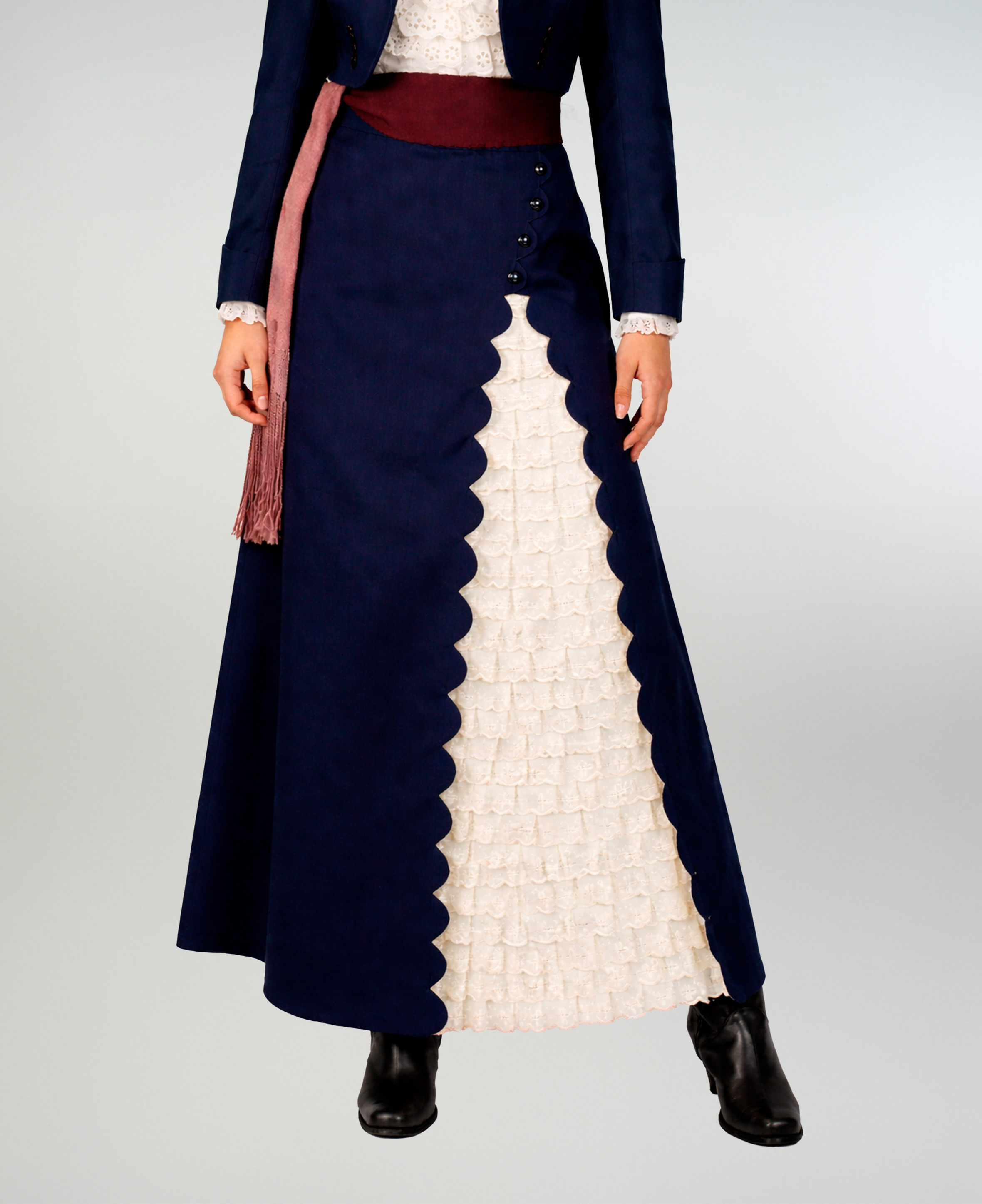 Falda de Huasa Elegante Azul Broderie Catron imagen 1