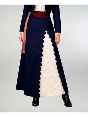 Falda de Huasa Elegante Azul Broderie Catron