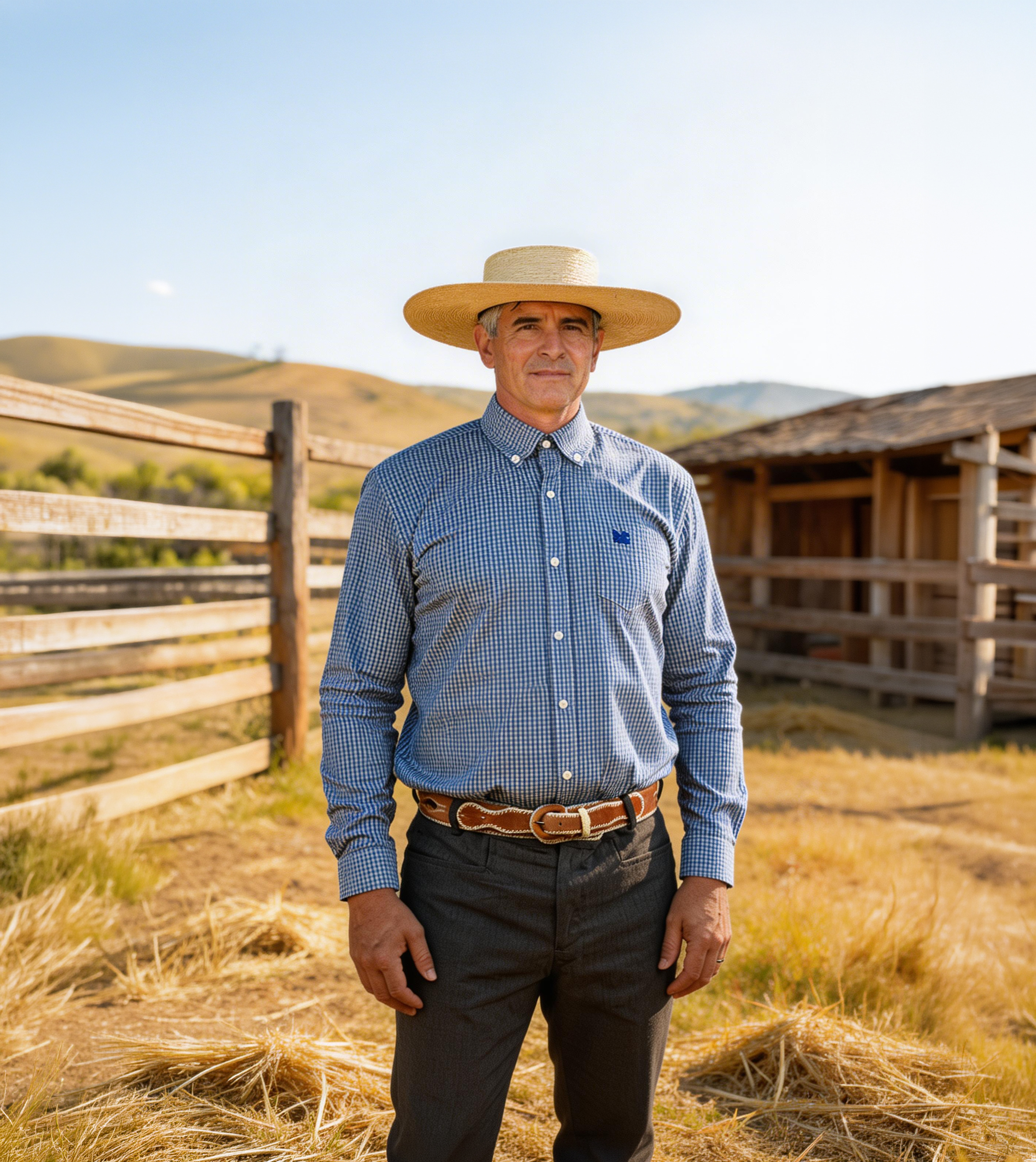 Camisa de Huaso Cuadrillé Azul Catron imagen 3