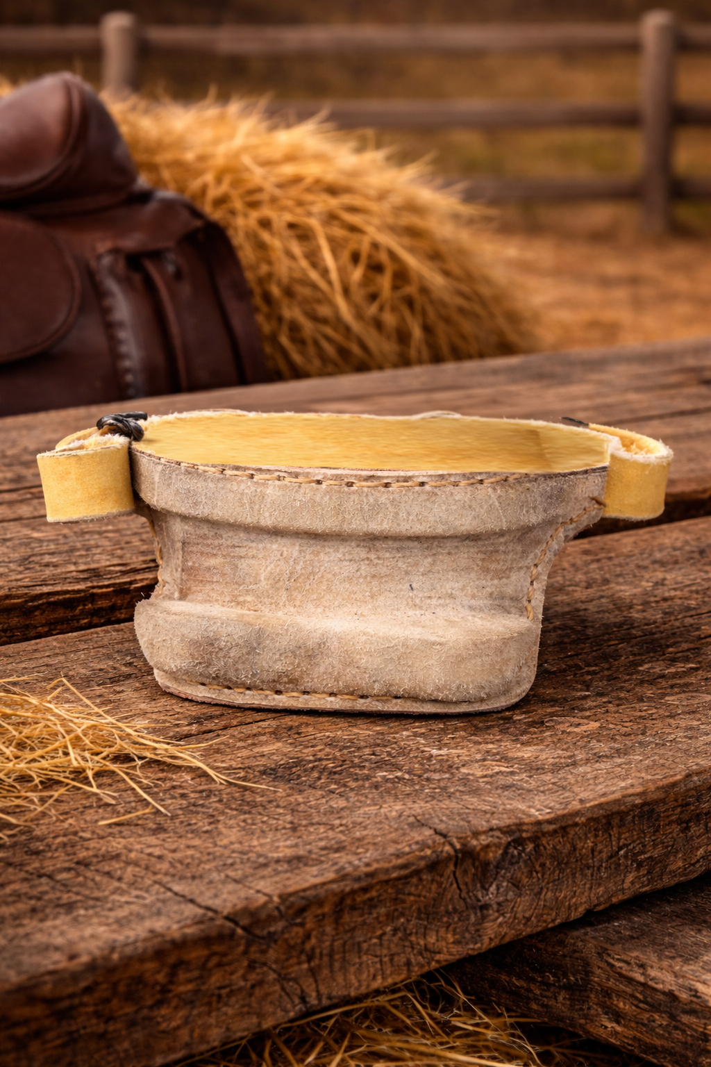 Talonera de Huaso Cuero Crudo con Hebilla Inoxidable Catron imagen 2