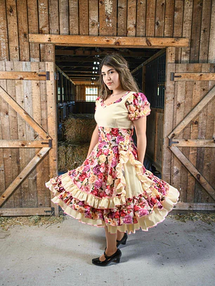 Vestido de China Floral Catron - Rosa de Enramada