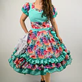 Vestido de China Turquesa con Flores Catron – Canto del Estero miniatura 1