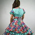 Vestido de China Turquesa con Flores Catron – Canto del Estero miniatura 3