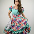 Vestido de China Turquesa con Flores Catron – Canto del Estero miniatura 5