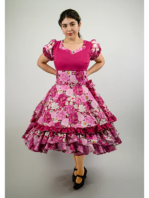 Vestido de China Fucsia Floral Catron – Reina de las Camelias