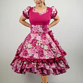 Vestido de China Fucsia Floral Catron – Reina de las Camelias miniatura 1