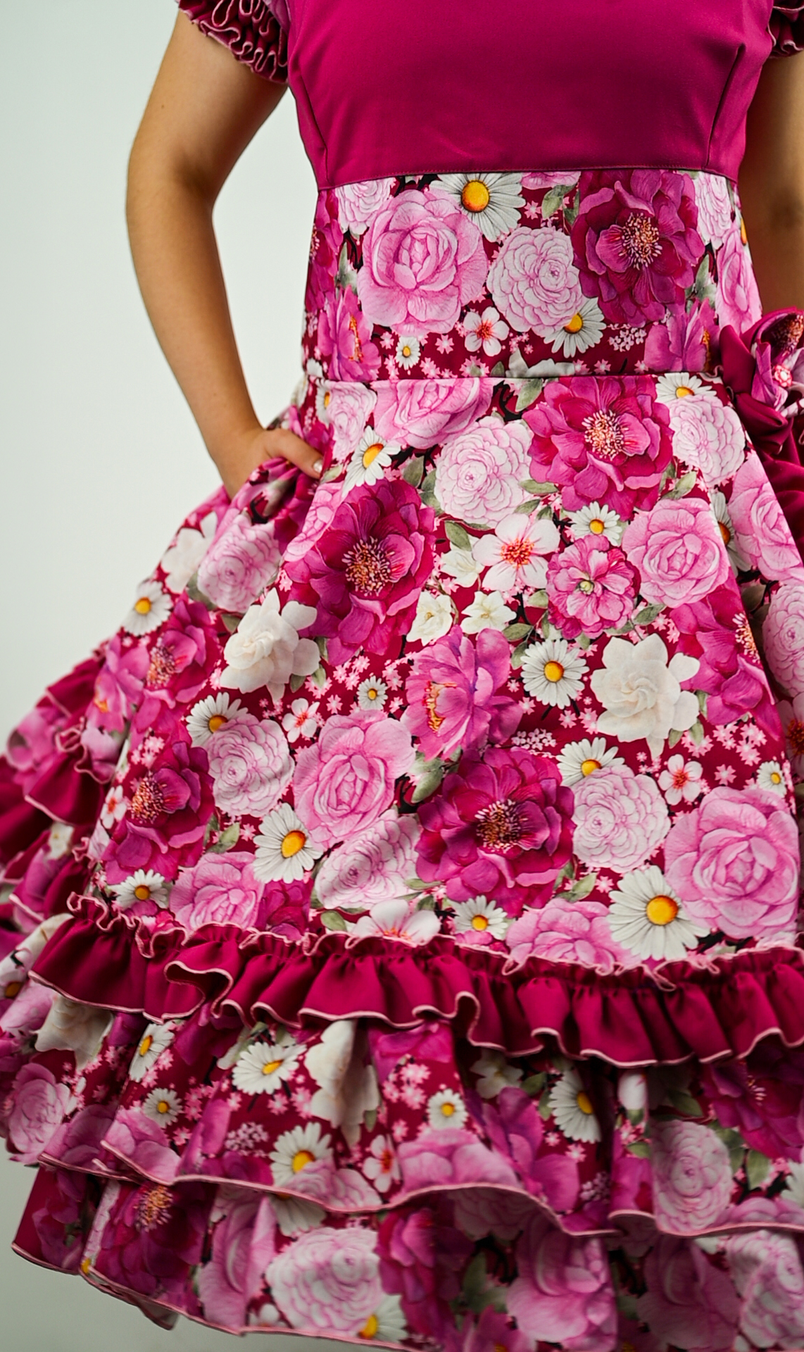 Vestido de China Fucsia Floral Catron – Reina de las Camelias imagen 3
