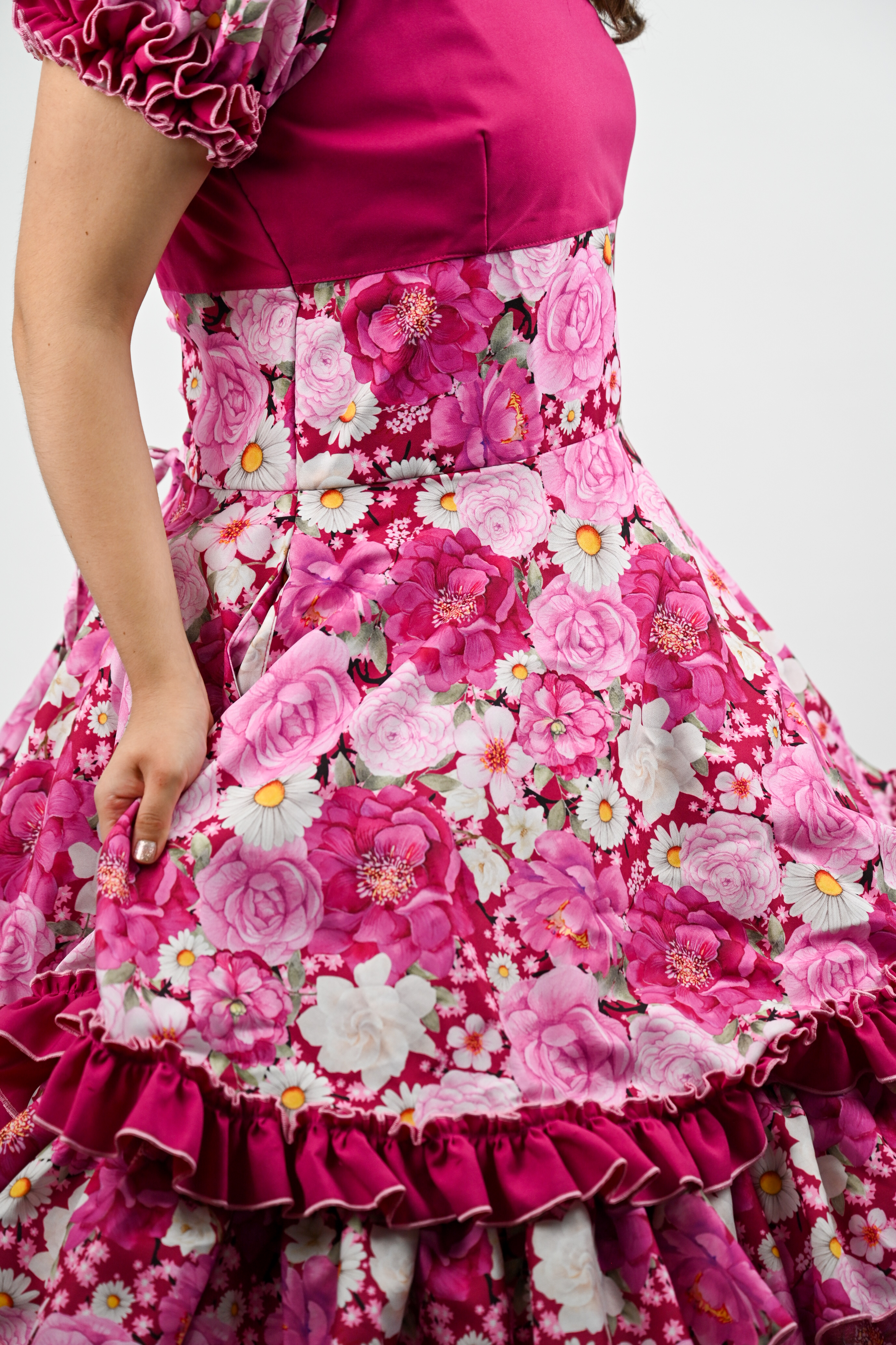 Vestido de China Fucsia Floral Catron – Reina de las Camelias imagen 5