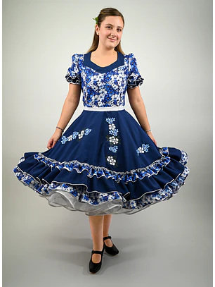 Vestido de China Azul Marino Catron – Cielo de la Tradición