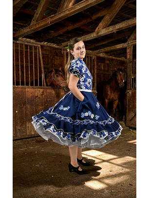 Vestido de China Azul Marino Catron – Cielo de la Tradición