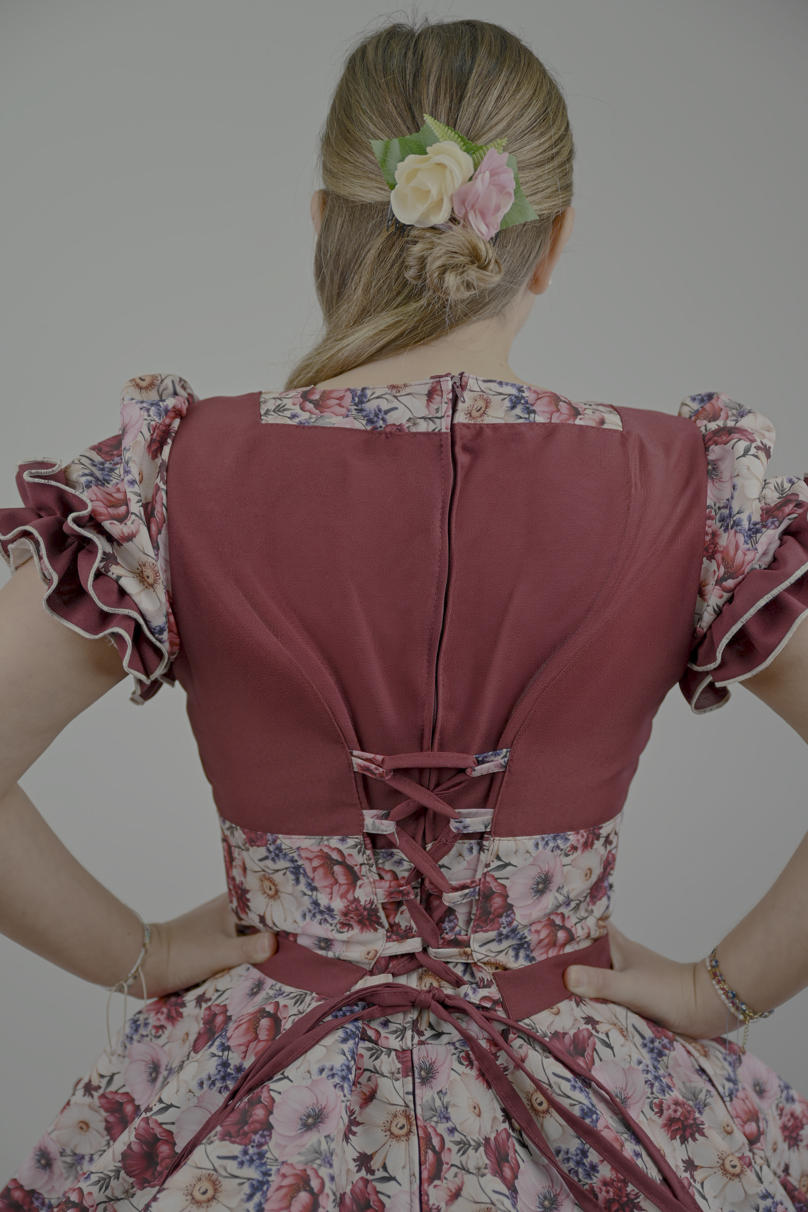 Vestido de China Burdeo Floral Catron – Cantares de Vendimia imagen 4