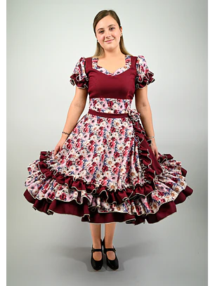Vestido de China Burdeo Floral Catron – Cantares de Vendimia