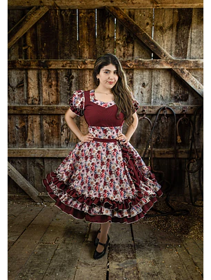 Vestido de China Burdeo Floral Catron – Cantares de Vendimia