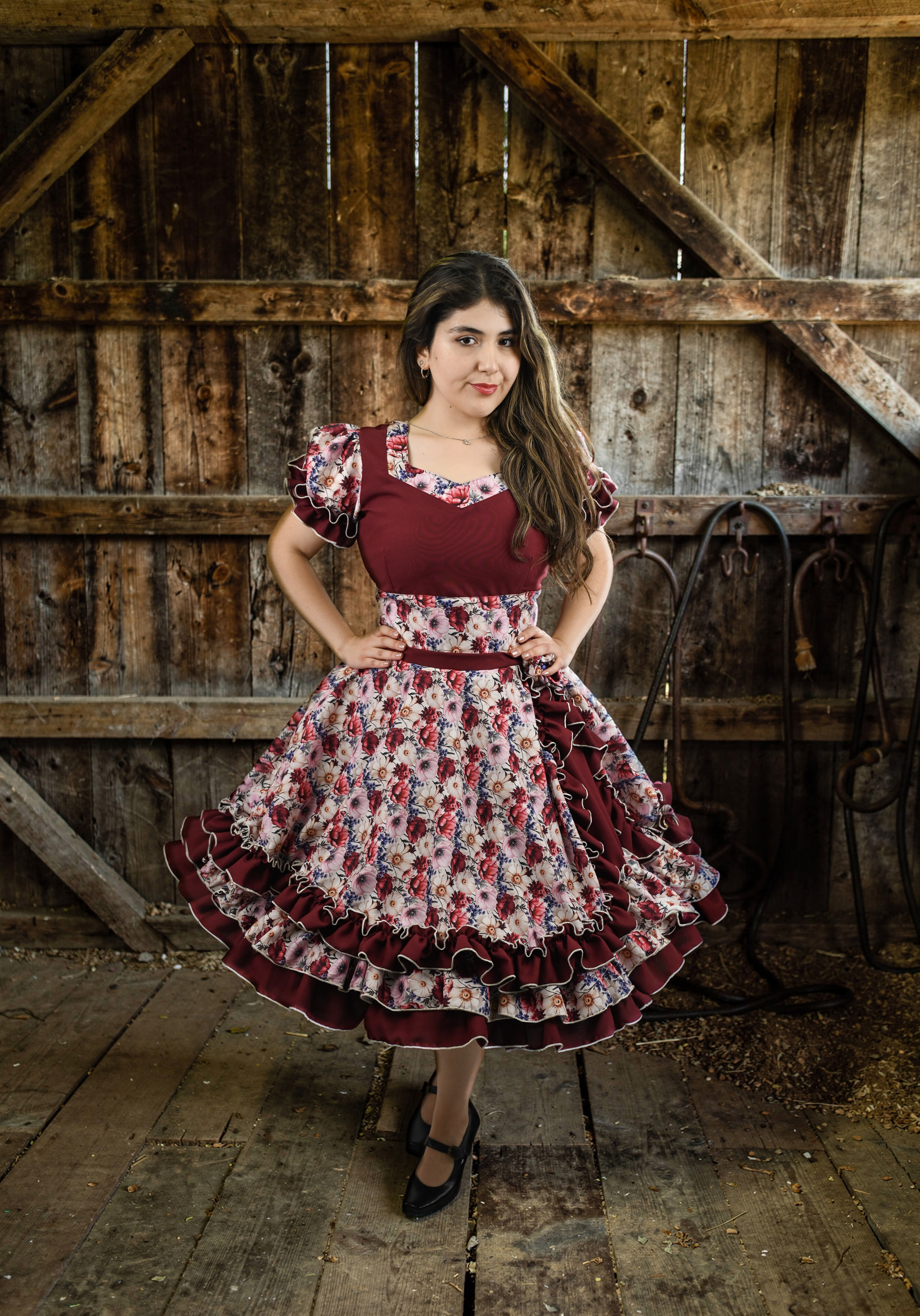 Vestido de China Burdeo Floral Catron – Cantares de Vendimia imagen 2