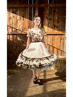 Vestido de China Marfil con Rosas Catron – Brillo de Espuela