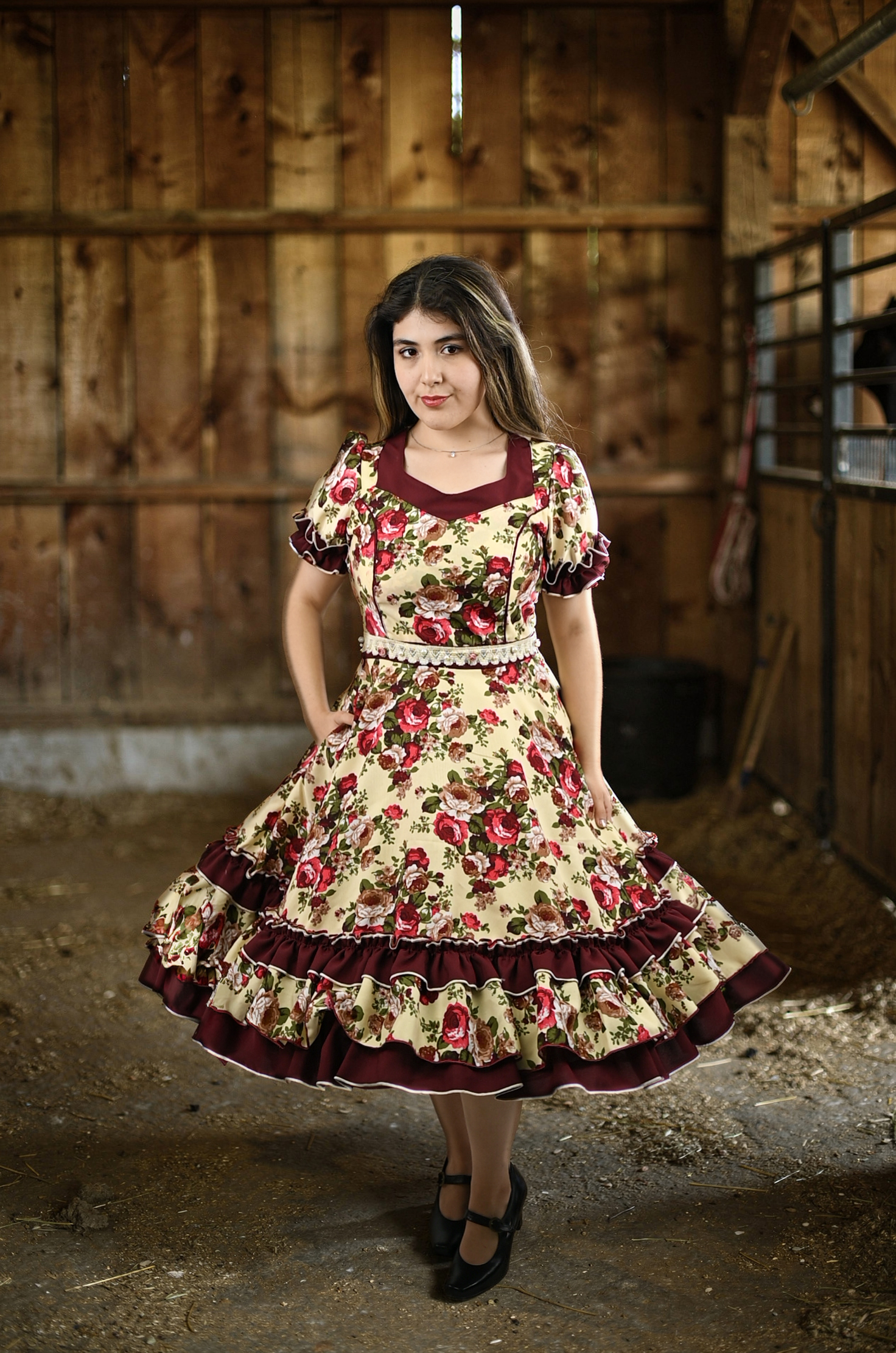 Vestido de China Marfil Estampado Catron – Susurro de la Cañada imagen 2