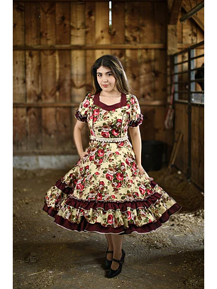 Vestido de China Marfil Estampado Catron – Susurro de la Cañada