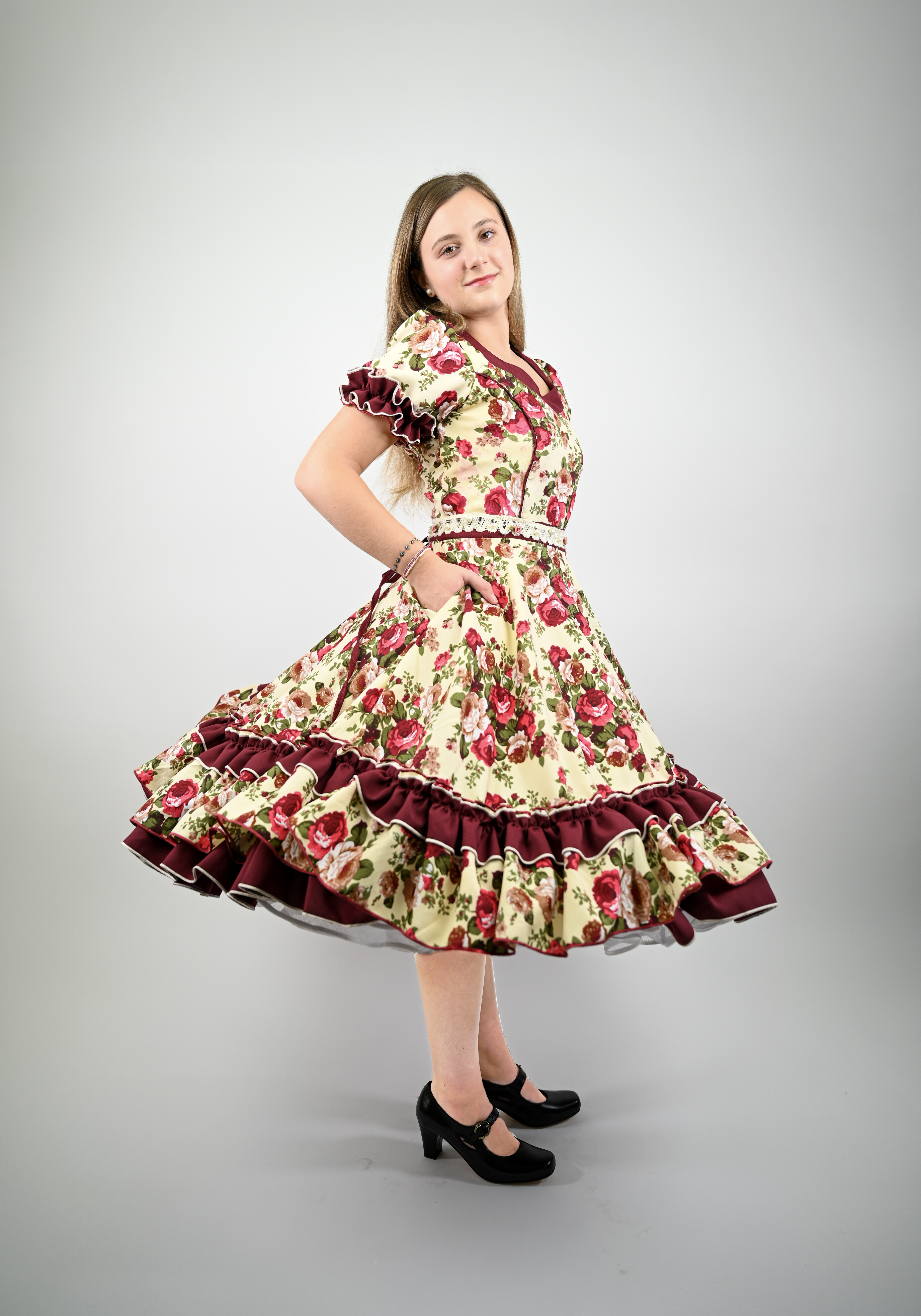 Vestido de China Marfil Estampado Catron – Susurro de la Cañada imagen 4