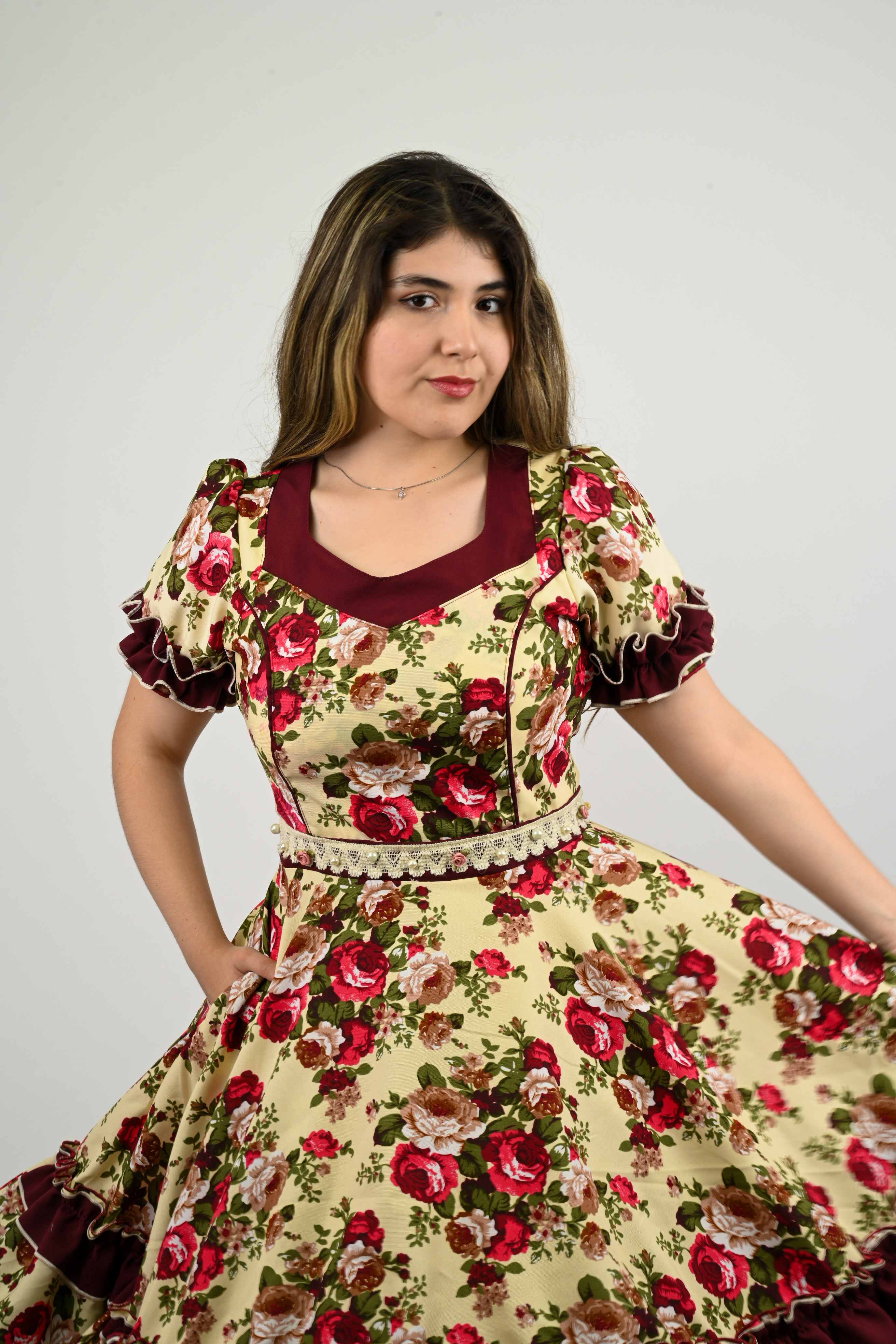 Vestido de China Marfil Estampado Catron – Susurro de la Cañada imagen 6