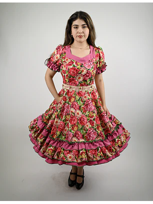 Vestido de China Rosado Floral Catron – Candela de Rosas