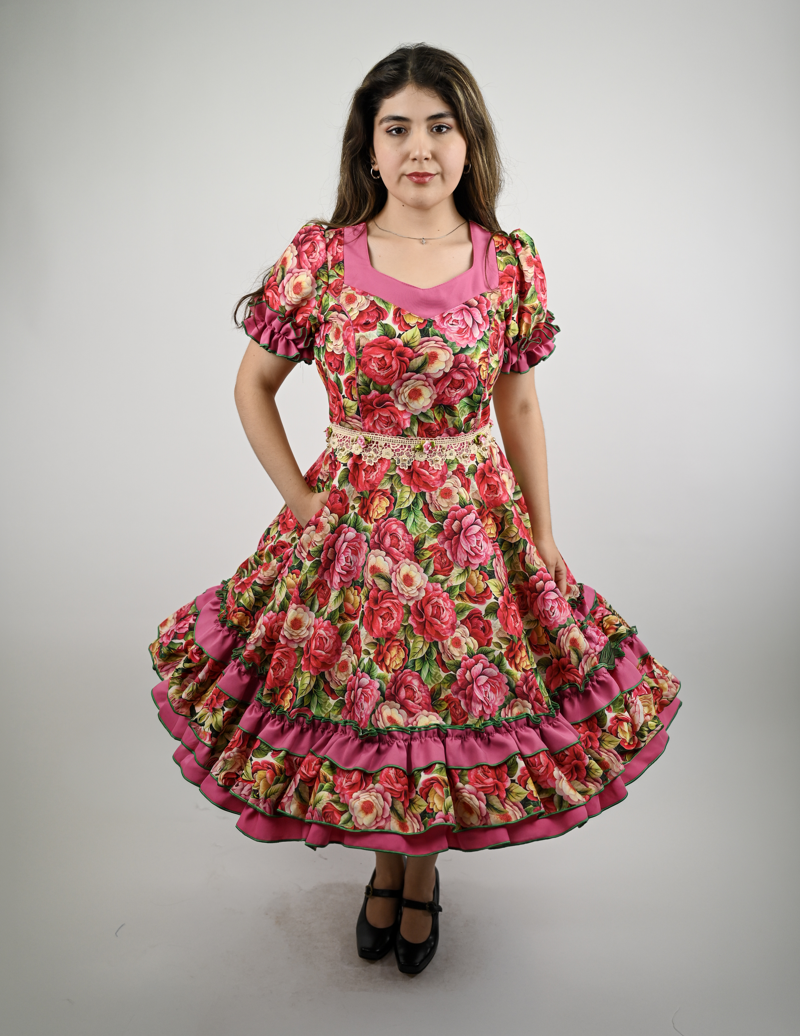 Vestido de China Rosado Floral Catron – Candela de Rosas imagen 1