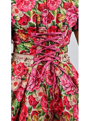 Vestido de China Rosado Floral Catron – Candela de Rosas