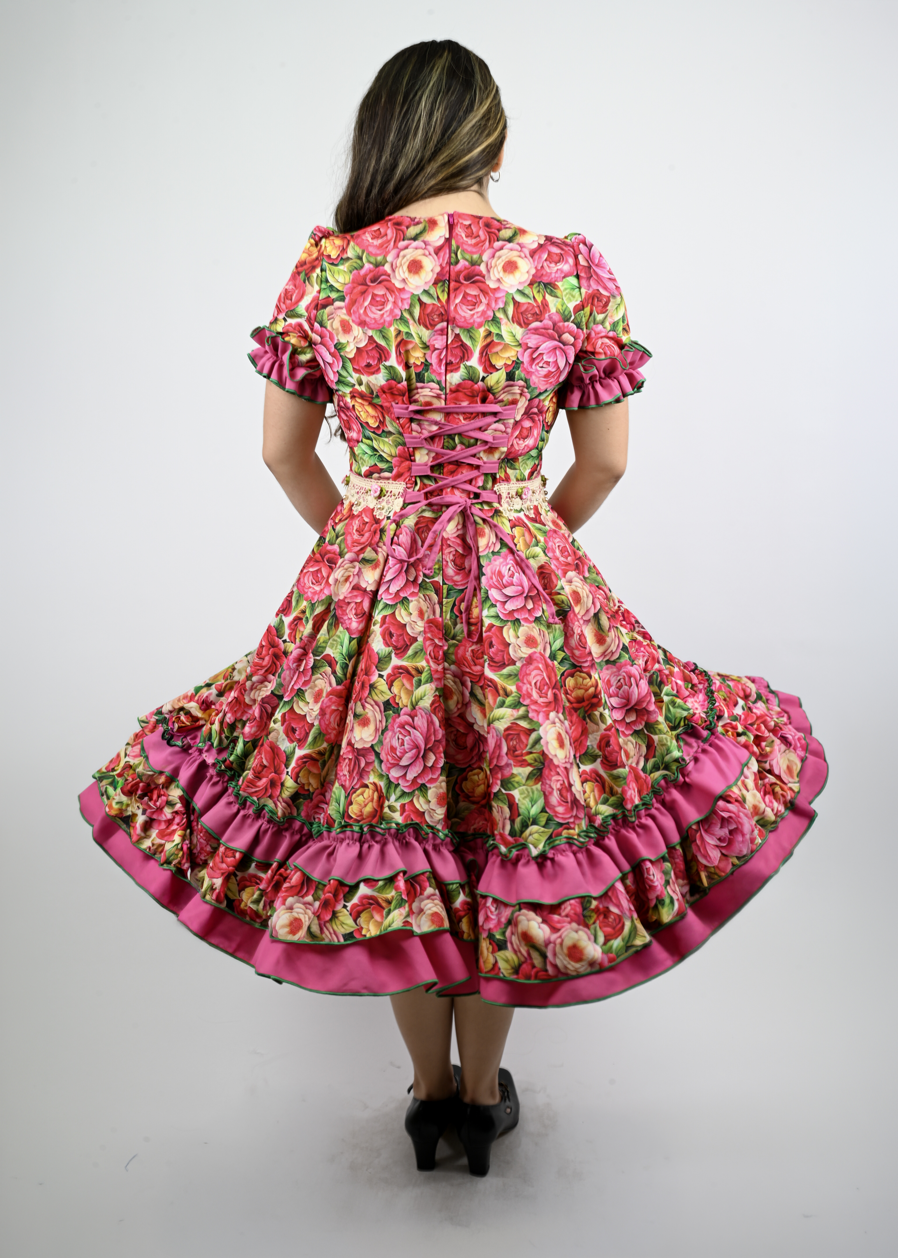 Vestido de China Rosado Floral Catron – Candela de Rosas imagen 4