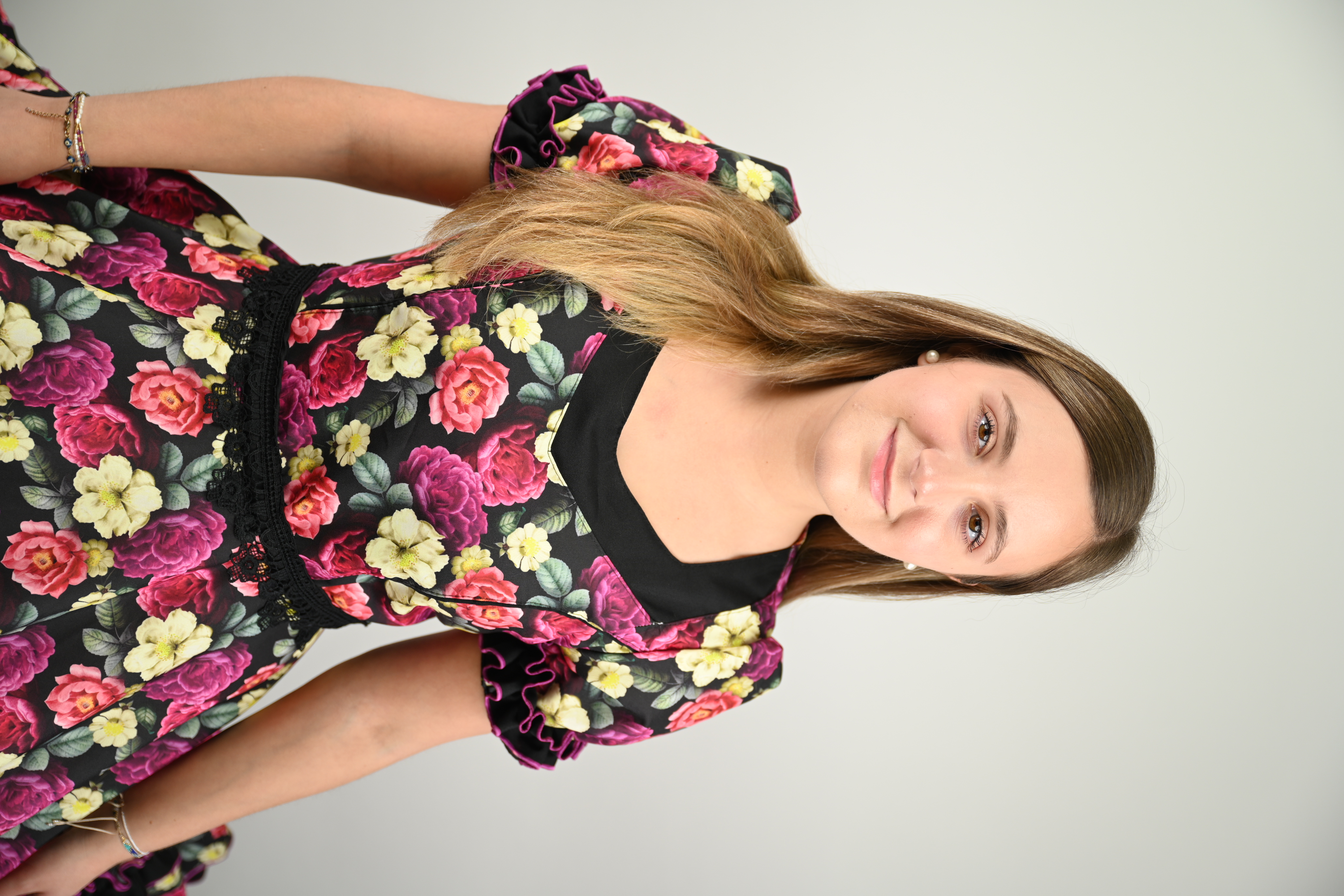 Vestido de China Negro Floral Catron – Resplandor de Peonías imagen 5