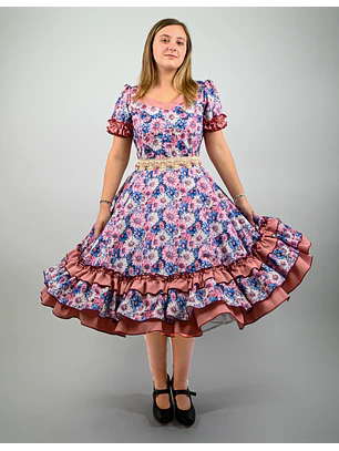 Vestido de China Celeste Floral Catron – Alba del Palmar