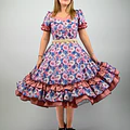 Vestido de China Celeste Floral Catron – Alba del Palmar miniatura 1