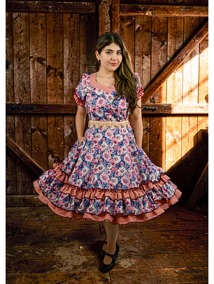 Vestido de China Celeste Floral Catron – Alba del Palmar