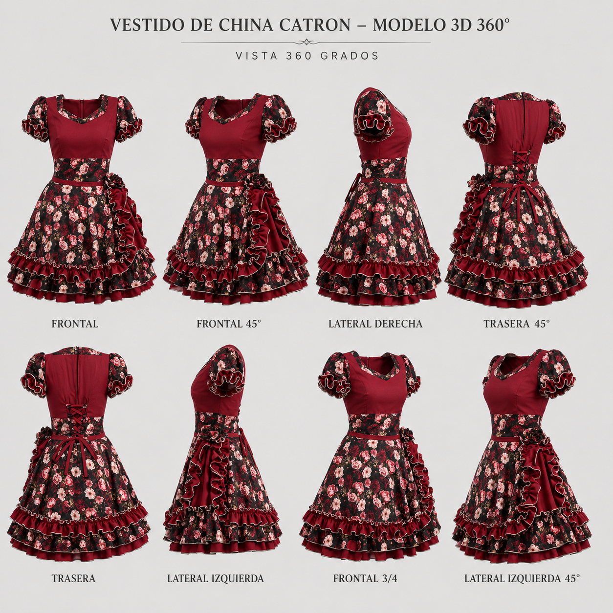Vestido de China Rojo Italiano Floral Catron – Lumbre del Camino imagen 6