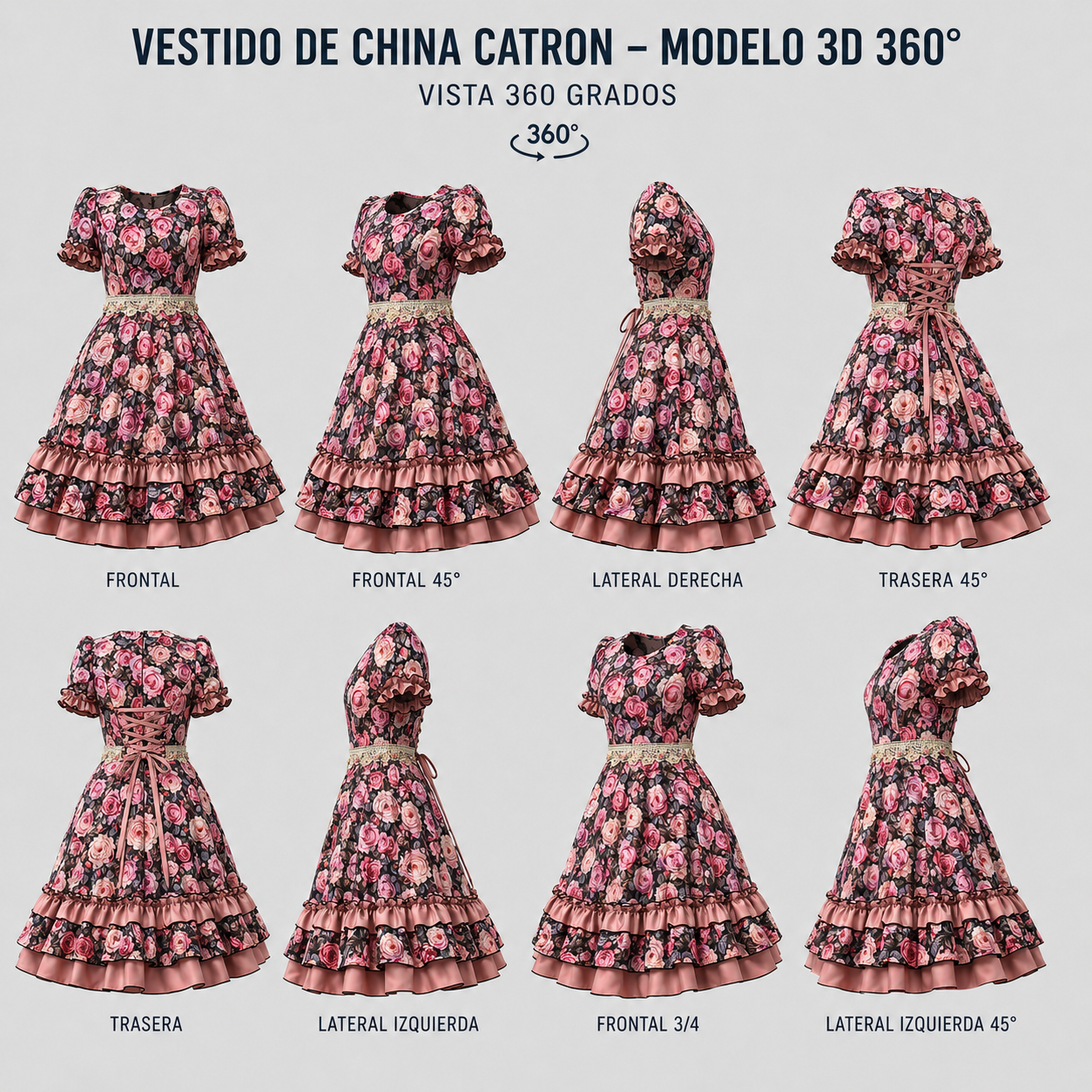 Vestido de China Estampado de Rosas Catron – Rosa del Parrón imagen 8