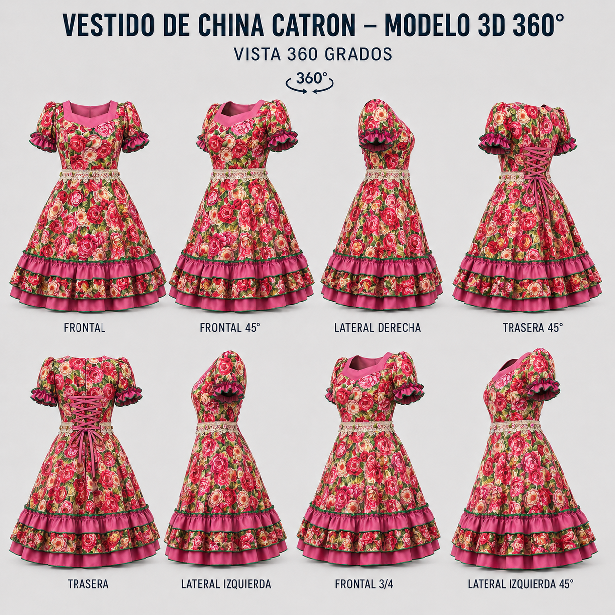 Vestido de China Rosado Floral Catron – Candela de Rosas imagen 7
