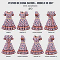 Vestido de China Celeste Floral Catron – Alba del Palmar miniatura 7