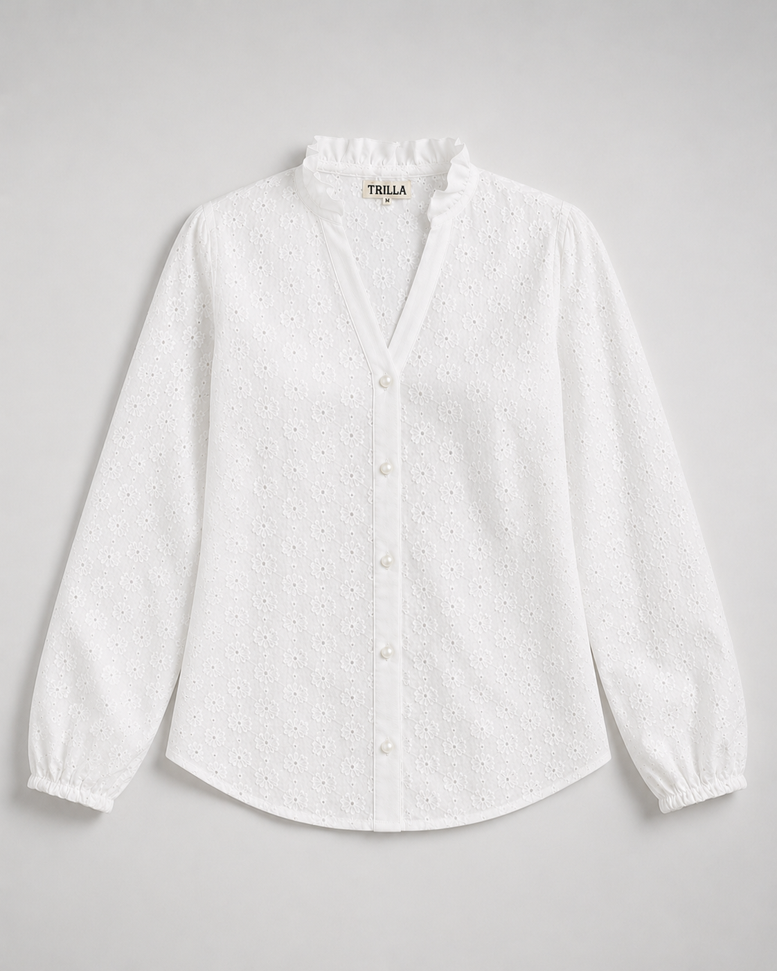 Blusa Plisada Blanca Girasoles Trilla imagen 1